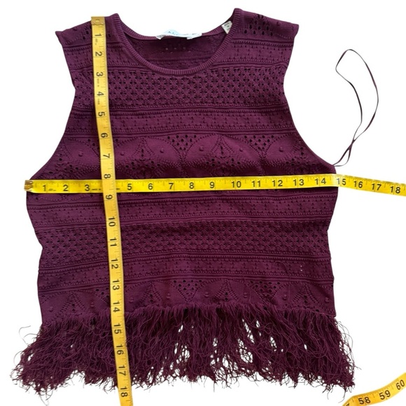 ALC fringe cutout top in wine EUC - Picture 3 of 5